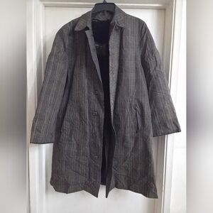 London Fog Clipper Mill Plaid Trench Coat with Black Faux Fur. Winter Coat. Rain